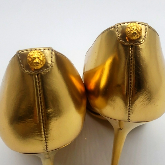VERSUS VERSACE GOLD 3 1/2 INCH HEELS SIZE 39 COLOR GOLD 100% AUTHENTIC NEW - Picture 10 of 10